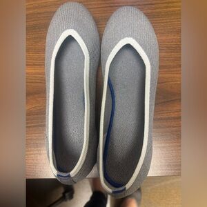 Gray Knit Slip-On Ballet Flats with White Trim